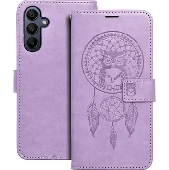 Pouzdro na mobilní telefon Pouzdro Samsung A56 knížkové Lapač se sovičkou fialové (kryt neboli obal na Samsung A56)