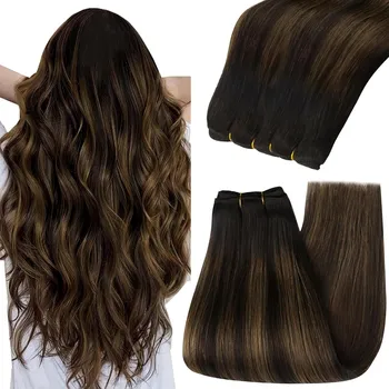 Příčesek YoungSee Sew in Weft Vlasové Prameny 22 Palců 100 g Lidské Remy Vlasy Balayage Hnědá
