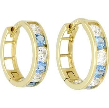 Náušnice Goldstore Dětské náušnice žluté zlato modré a bílé zirkony Váha: 1.50 g