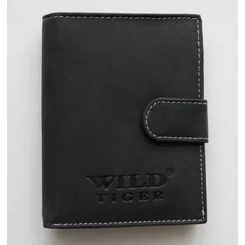 Peněženka Černá pánská kožená peněženka na výšku Wild Tiger (AM-28-072A)