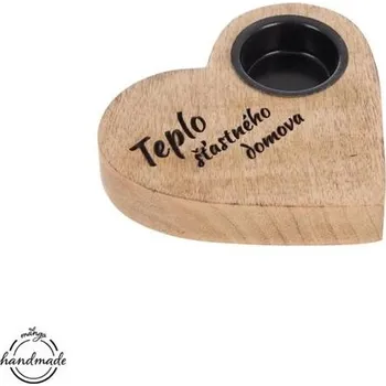 Bytová dekorace Svícen z mangového dřeva ORION Srdce,domov