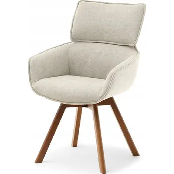 Jídelní židle Otočná jídelní židle Dorian, béžový odstín/ořechové podnoží