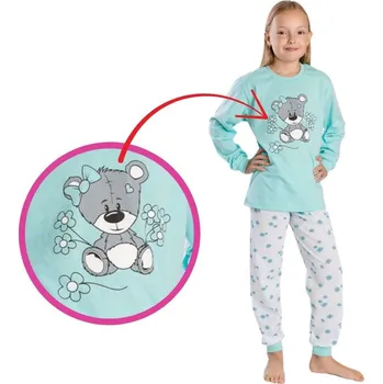 Dívčí pyžamo Dívčí pyžamo Betty Mode vel. 128-146 medvídek s mašlí