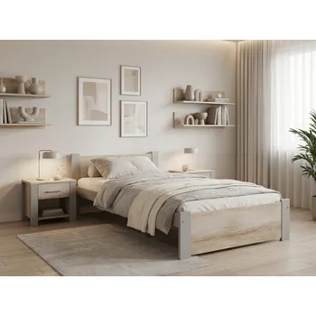 Postel IKAROS 90 x 200 cm, dub sonoma/šedá Rošt: Bez roštu, Matrace: Matrace Sommera 18 cm
