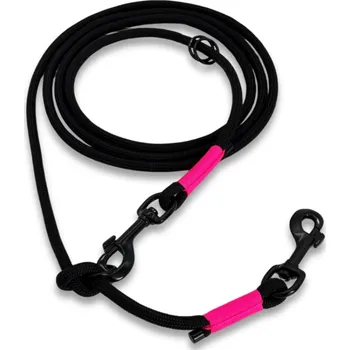 Vodítko pro psa PafDog® Přepínací nastavitelné vodítko 10 mm, 11 délek, černé extra pevné, růžová omotávka DÉLKA VODÍTKA: 2.5 metru