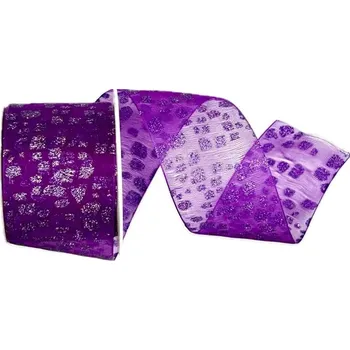 Stuha Stuha vánoční organzová GLAMOUREUX fialová 40mm x 2m (16,-Kč/m) (Stuha vánoční, organzová, oboustranná, s vlascem v lemu)