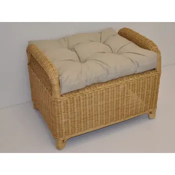 Taburet Ratanová taburetka Ear medová polstr béžový melír - SLEVA 3% s kodem radost25