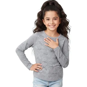 Dívčí bunda KUGO DÍVČÍ TRIČKO S DLOUHÝM RUKÁVEM WL0945 Velikost: 158, Barva: Šedá
