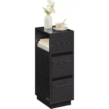 Noční stolek Úzký noční stolek se zásuvkami, wenge - černá