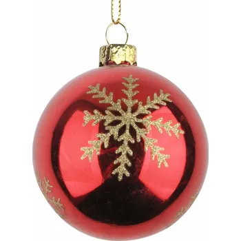 Sada skleněných baněk 8 cm, 4 ks v balení, světle modrá s vločkou