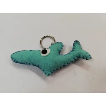 Přívěšek na klíče z plsti - žralok tyrkysový 10 x 4 cm