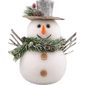 Sněhulák z polystyrenu se třpytivým dekorem na postavení 18 x 23 x 14 cm