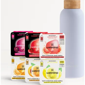 Instantní nápoj Waterdrop Set s nerezovou lahví & 18 mikrodrinky pastelová fialová matná