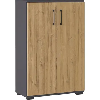 Zásuvkový kontejner Germania Tmavě šedá kancelářská skříň Profi 2.0 123 x 80 cm s dubovým dekorem