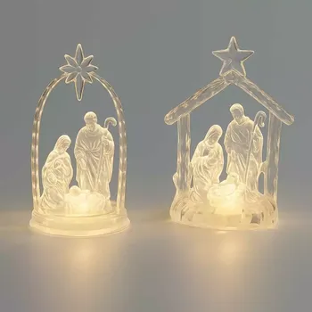 Vánoční dekorace Betlém scéna 12 cm s LED osvětlením (2 varianty /cena 1ks)