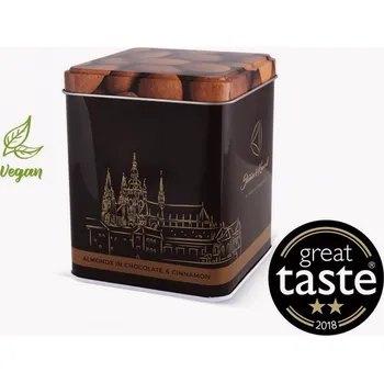 Mandle v hořké čokoládě se skořicív plechové dóze 200 g