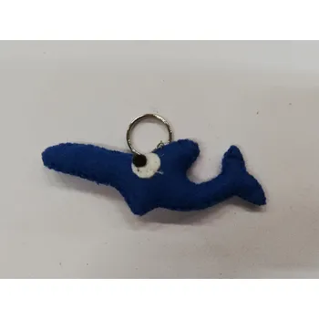 Přívěšek na klíče z plsti - žralok modrý 10 x 4 cm