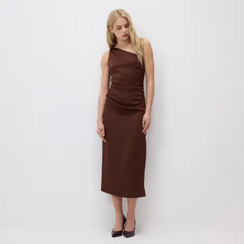 Dámské šaty Reserved - Šaty s dekorativním nabíráním - hnědá - 196HU-88X - 196HU-88X-S