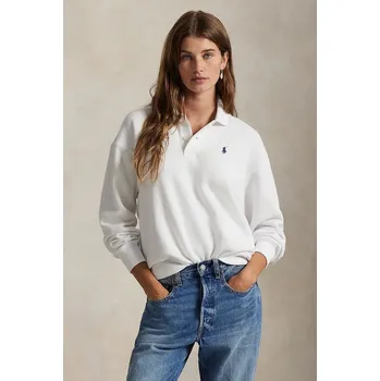 Dámská mikina Mikina Polo Ralph Lauren dámská, bílá barva, hladká, 211947966 00A, vel. XS