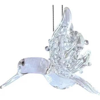 Vánoční dekorace Kolibřík skleněný na zavěšení 9 x 2,5 x 7 cm