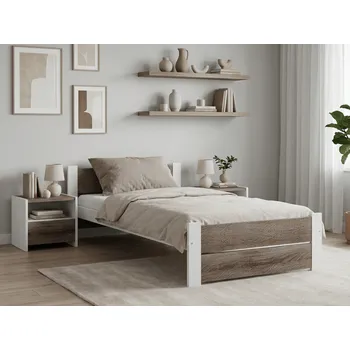 Postel Postel IKAROS DOUBLE 90 x 200 cm, bílá/dub lanýž Rošt: Bez roštu, Matrace: Bez matrace