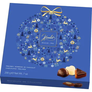 Bonboniéra Belgické pralinky Hamlet Vánoční - Modré, 200 G