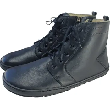 Dámská fitness obuv Dámská zimní kotníčková barefoot obuv na šněrování i zip DEVON černá s vlněnou podšívkou 42