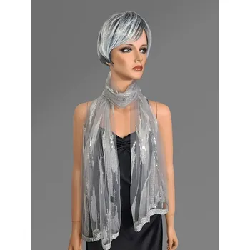 Šála Classic Scarf Elegantní slavnostní šedá štola se stříbrnými třpytivými flitry šála - pléd přes šaty