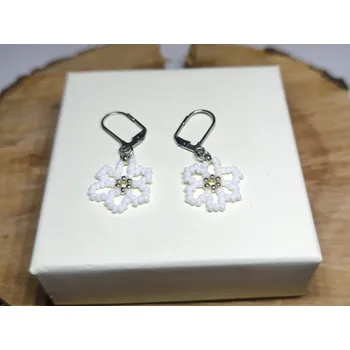 Náušnice Bellakvět Háčkové náušnice -"Magnolie" - Miyuki & Ocel