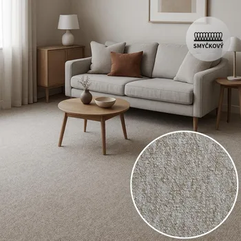 Koberec Koberec metráž LYON krémová /AB 70 Označení šíře role: 5 m