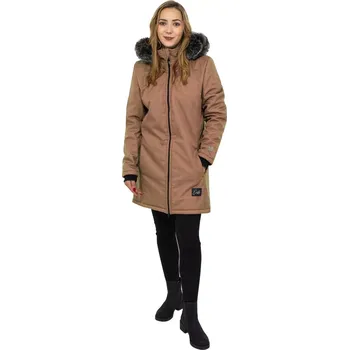 Dámský kabát ESITO | Dámský zimní softshellový kabát s beránkem Lamb Brown - hnědá / XXS