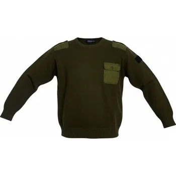 Pánský svetr Original CZ Army svetr pletený NATO s nárameníky AČR originál zelený použitý TRIANGLES Velikost: S