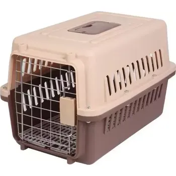přepravka pro zvíře TopTechnology Přenosná cestovní klec pro kočky a malé psy Pet Aviation Box 48x32x30cm (Hnědá)