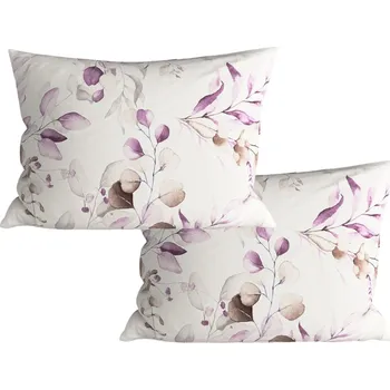 Povlak na dekorativní polštářek Sada 2 ks dekoračních povlaků na polštář z mikrovlákna FLORANY 50x70 cm, bílá