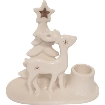Svícen s jelenem porcelánový 12 x 11 x 6 cm, na svíčku 2,2 cm
