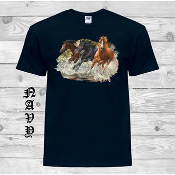 levne-bavlnene-chopper-tricko-potisk-3-kone Barva: Navy - tmavě modrá, velikost: XS