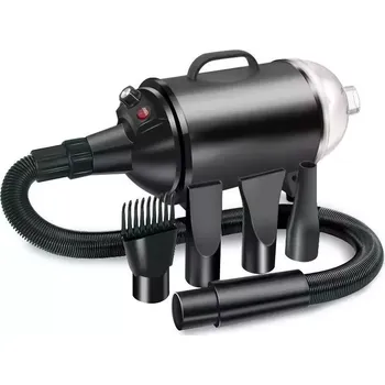 Vysoušeč srsti pro zvíře TopTechnology 2100W vysoušeč psí srsti s variabilními otáčkami a vysavačem 220V EU Plug (Černý)