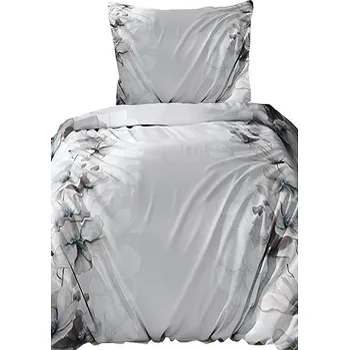 Povlečení 4sleep Flanelové povlečení 140 × 200 cm + 70 × 90 cm, Šípková růže na šedém