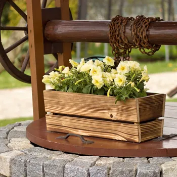 Truhlík Dřevěný truhlík šikmý 80x24x20 cm - VÝPRODEJ Opalovaný 80x24x20 Vložka s přepadem