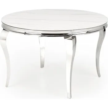 Nábytek Jídelní stůl Reginald bílý mramor/stříbrný