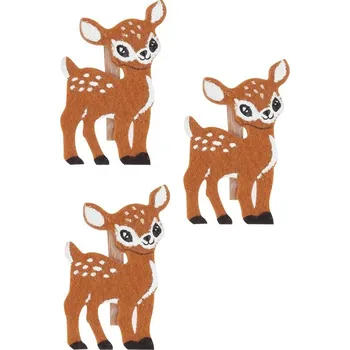 Srnky z filcu na kolíčku 5 x 7,5 x 0,3 cm, 3 ks v sáčku