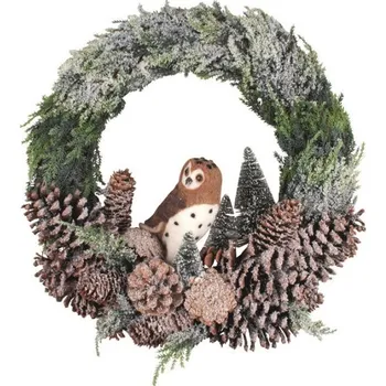 Věnec se sovou o 40 x 8 cm + dekorace