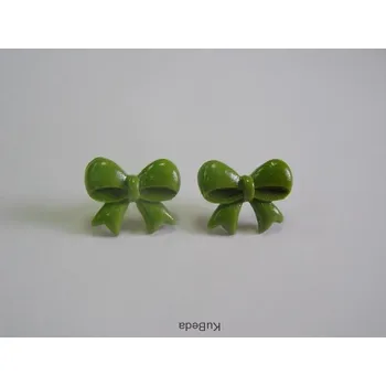 Náušnice Fimo náušnice - mašličky - tmavě zelená