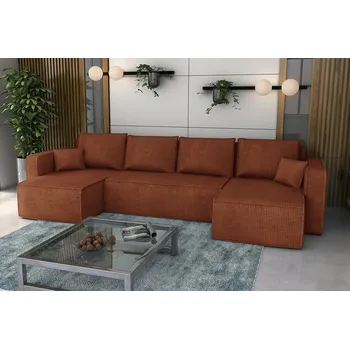 Sedací souprava Rozkládací sedací souprava FIRE U - rudá - manšestr - LINCOLN 52