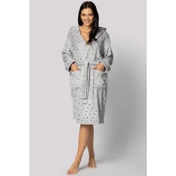Dámský župan Fleecový dámský župan Envie Star - s kapucí Šedá S/M