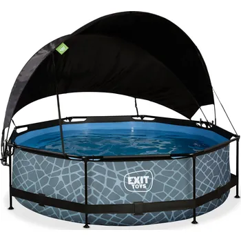 Bazén Exit Toys Frame s kartušovou filtrací a přístřeškem 300 x 76cm Stone Grey