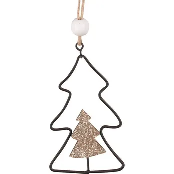 Stromek s glitrem kovový na zavěšení 5 x 8,5 x 0,5 cm
