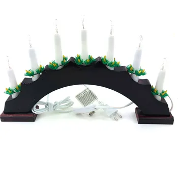 Vánoční svícen Vánoční svícen oblouk mahagonový 7 žárovek