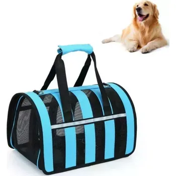 Taška pro psa a kočku TopTechnology Skládací prodyšná taška pro domácí zvířata, velikost S (modrá)