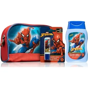 Kosmetická sada Lorenay Spiderman kosmetická taška balzám na rty + pěna do koupele 2v1